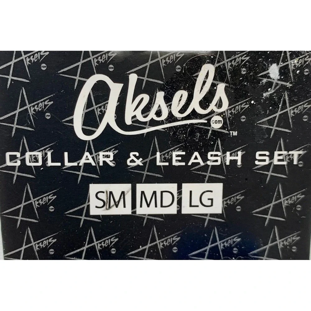 AKSELS Collar &‎ Leash Combo Set 4 Small Dogs Blue with Little White Bone Prints